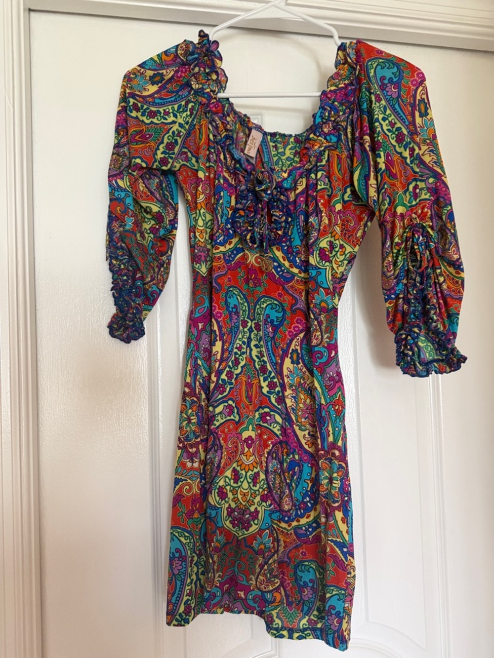 Luli Fama Multicolor Paisley Long-Sleeve Midi Dress